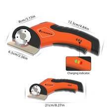 4V Cordless Electric Cardboard Cutter LED Light 2 Round 5Cr13 Blades For Fabric Carton Plastic Cutting - Round Scissors (orange) - View 4