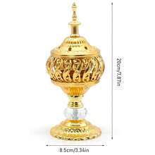 1 chiếc lư hương rỗng bằng kim loại mạ vàng kiểu Ả Rập, giá đỡ hương than và nhựa, đồ trang trí để bàn. - Vàng - Xem 10