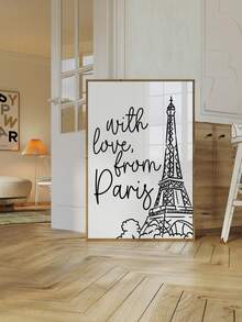 1 幅无框巴黎埃菲尔铁塔旅行主题黑白插画，配以手写“来自巴黎的爱”字样，简约复古风格，适用于卧室、客厅、宿舍等场所，是返校季、校园装饰、复古装饰、墙面装饰的理想之选，也是大学宿舍必备的特色礼物和派对装饰。 - 彩色 - 查看 3