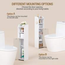 HEXCELEN Bathroom Cabinet, Narrow Bathroom Cabinet, Toilet Cabinet, Narrow Bathroom Shelf, Adjustable Shelves, Easy Assembly, 20 X 20 X 90 Cm White - 白色 - 查看 6