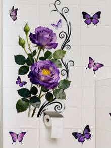 1pc Colorful Floral & Butterfly Girl Wall Sticker, Removable Semi-Matte Self-Adhesive Wall Decal For Living Room, Bedroom, Kids Room, Home Decor, Spring Decoration, Gift For Birthday, Graduation - Multicolor - View 5