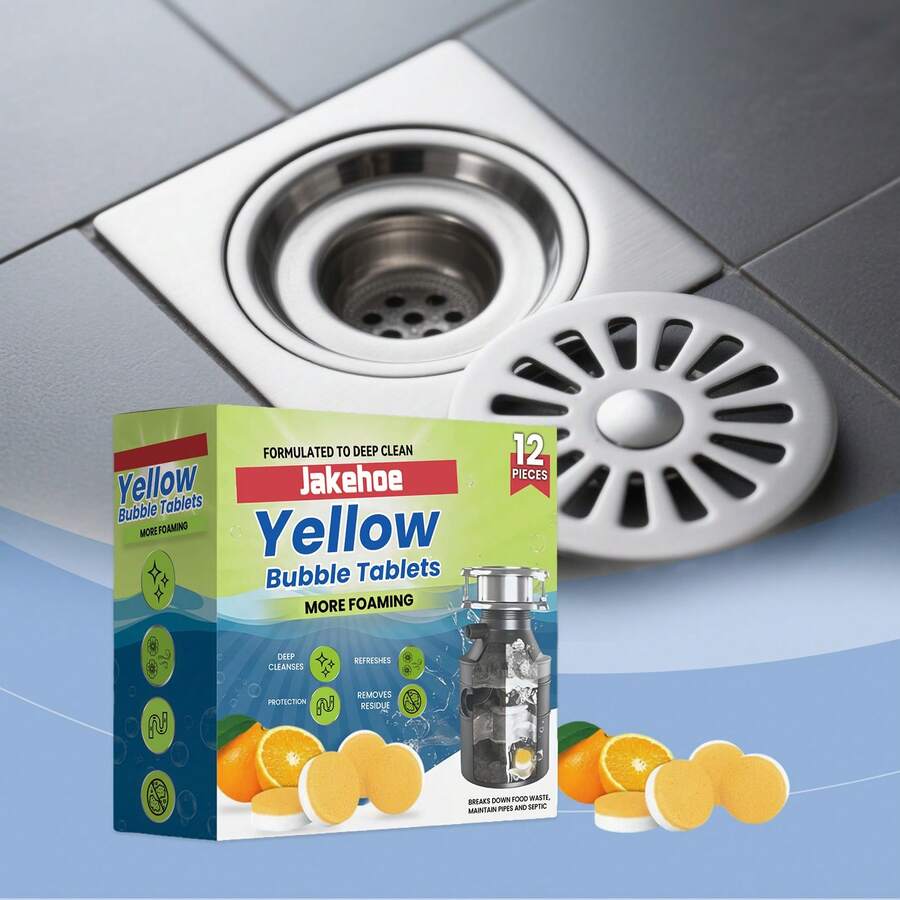 管道疏通片，家用管道清洁堵塞清除剂，可去除毛发、油脂和堵塞物 - 12pcs - 查看 1