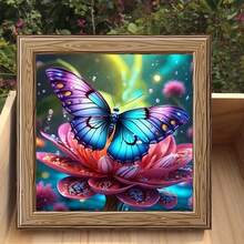 1 Butterfly Pattern Diamond Art Painting Kit, DIY 5D Acrylic Full Circle Diamond, Holiday Party Decoration, Mural Decoration For Bedroom, Office, Living Room Walls, Frameless, Multiple Sizes - Multicolor - View 4