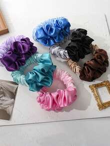 女士免加热卷发棒，棕色缎面材质，发箍式设计，内置柔韧金属丝，适合过夜使用，高回弹橡胶填充，柔软舒适，无需加热即可打造自然卷发，适合普通发质，尤其适合长发，时尚百搭，是外出和运动的理想配饰。母亲节礼物，送给妈妈的礼物。缎面材质。 - 彩色 - 查看 12