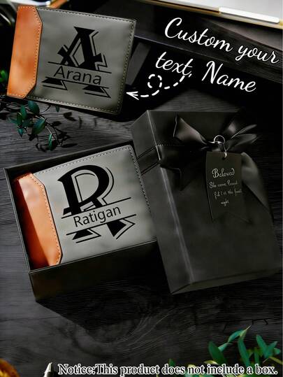 1 pieza Billetera de cuero personalizada con texto personalizado, billetera plegable personalizada con iniciales para hombres y regalos del Día del Padre, regalos para novio, regalos personalizados, regalos para novio, billetera de hombre personalizada, regalo de cumpleaños para papá, regalo de maestro, útiles escolares