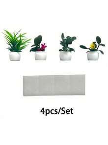 4pcs/Set Or 1pc [Random Style] Artificial Mini Potted Plant Decor, Cute Planter Set, Desktop Decoration, Stress Relief Ornament, Mini Desk Accessory, Computer Monitor, Office Space Back To School Room Decor Home Decor Ornaments Home Miniature Things - Multicolor - View 14