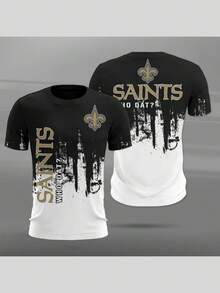New Orleans Saints Football T-Shirts And Men's Fashion Short-Sleeved Football Apparel (7) - 黑色 - 查看 3