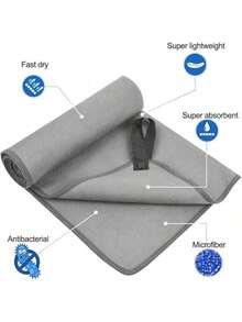 EstiloAVEDISTANTE Deportivas Toalla Microfibra Absorbente Secado Rápido Suave Compacta Ligero para Piscina Viaje Acampadas Deporte Gimnasio Yoga Pilates con Bolsa(60 * 38cm)Versión mejorada - gris - Ver 3