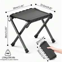 Silla Plegable Portátil, Silla de Camping, Taburete Ligera, Carga de 286 lbs, Adecuada para Picnic, al Aire Libre, Pesca, Impermeable, práctica y Ligera, embolsable (Negro),37564023 - Multicolor - Ver 2