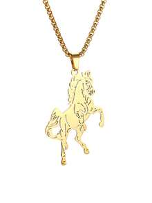 1件新款时尚不锈钢马奔驰动物吊坠项链，男女皆宜，朋克风，幸运饰品礼品 - 時尚 - 查看 8