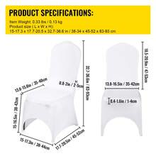 50Pcs 100Pcs Arched Chair Covers Spandex Black Or White Folding Kitchen Chairs Cover Universal Washable Slipcovers Protector Removable Chair Seat Covers For Wedding Party Dining Room Banquet Event - 白色 - 查看 7