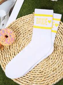 3 pares/6 pares de calcetines de mujer aleatorios, calcetines románticos de novia de moda para boda, calcetines de pareja con diseño de Día de San Valentín hasta el tobillo - Multicolor - Ver 7