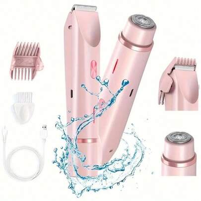Dual-Head Electric Shaver - Waterproof, Rechargeable Hair Trimmer For Women & Men