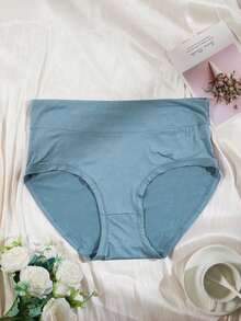 6pcs/Pack Plus Size Women High Waist Solid Color Stretch Comfortable Panties - Multicolor - View 3