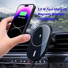 15W Magnetic Wireless Car Charger, Compatible With IPhone 17/16/15/14/13/12/12 Series, And Stable, Essential Accessory For Commuting Drivers, Available In Black And White - 15W - View 4