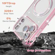 Hadaasi 1PC Pink 2026 Premium Sparkling Rhinestone Phone Case Compatible With IPhone 17 AIR 16 15 14 13 12 11 Pro Max Plus Magnetic Clear Lens Protection - Pink - View 6