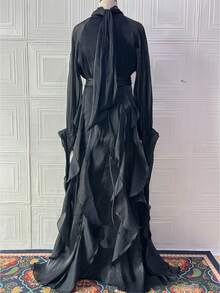 Vestidos Elegantes De Mujer,Women's Elegant And Stylish Ruffled Fitted Dress - màu đen - Xem 2