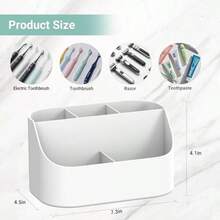 Countertop Toothbrush Holders For Bathrooms Plastic Toothpaste And Electric Tooth Brush Holder Storage Caddy Stand For Shower 5 Slots Cute Bathroom Counter Organizer For Vanity White - trắng - Xem 2