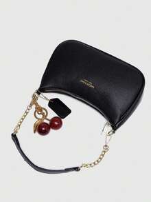 2026 New Fashion Classic Versatile Letter Graphic Decor Solid Color Waterproof PU Fabric Shoulder Bag/Crossbody Bag, Suitable For Shopping, Foldable - 黑色 - 查看 3