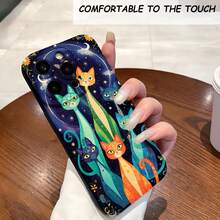 1PC Phone Case ,  Cats Under Night Sky , Stylish Phone Case, Phone Decoration, All-around Lens Protection, Creative Small Gift, Funny Gift for Boys and Girls - ブラック - チェックする 2