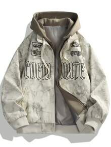 Jaket Pria Baru Musim Semi/Gugur Kasual Longgar dengan Hoodie - Khaki - View 1