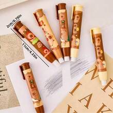 4/6pcs Cute Capybara Astronaut Cartoon Extendable Pencil Erasers With PVC Oval Balloon Design, For School & Office Supplies - Multicolor - View 8