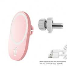 15W磁吸式无线车载充电器支架 - 兼容 17/16/15-11 Pro Max/Mini及所有支持Qi无线充电的手机，支持USB-C快充，360°旋转支架