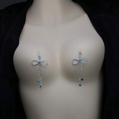 高品质水钻蝴蝶结流苏乳链闪亮身体饰品