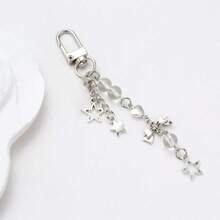 1pc Y2K Style Star Keychain Women's Sweet & Cute Silver Star & Bowknot Design Phone Strap/Fashion Charm/Keychain For Daily Use Best Gift For Friends Casual Id Badge Holder Keychain Accessories Key Chains For Women - 彩色 - 查看 2