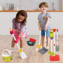 Pretend House Cleaning Vehicle Toy Set | With Vacuum Cleaner And Multi-Functional Cleaning Tools, Durable ABS Material, Realistic Cleaning Set Including Mop, Broom, Dustpan, Bucket, Suitable For Boys And Girls Aged 3-6, Educational Learning Toys - Red - View 7