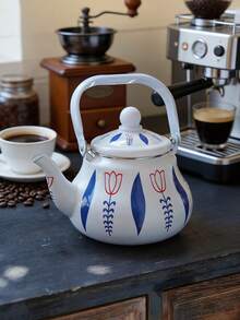 SummitPulse 1个复古郁金香叶珐琅咖啡壶，多功能平底冷水壶，茶壶，奶茶壶，适用于电磁炉或燃气灶加热，家居装饰茶壶，也适合作为节日和生日礼物送给亲朋好友。 - 彩色 - 查看 18
