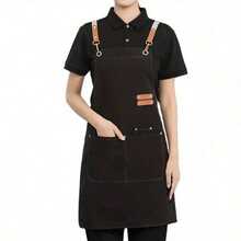 1Pc Chef Aprons For Men Women With Large Pockets, Cotton Canvas Cross Back Adjustable Cooking Kitchen Work Waterproof Bib Apron Black - Black Canvas Apron - View 10
