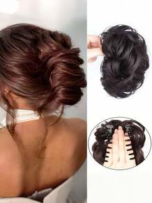 4-Inch Elastic Clip-In Synthetic Hair Extensions, Elegant Design Suitable For All Hair Types, Versatile For Daily Wear And Occasions Beauty Home Hair Accessories Ponytail Holders Hair Rubber Bands Scrunchies Hair Rope Elastic Hair Tie Holiday Accessories - Multicolor - View 20