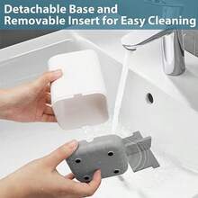 Toothbrush Holder Toothpaste Organizer Drainage For Bathroom Vanity Detachable Anti-Slip Brushed Nickel Toothpaste Storage Caddy 3 Slots With Drainage Holes For Makeup Brush Razor Stand - Xám và trắng - Xem 2