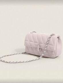 Small Chain Square Bag, Fashionable And Versatile Crossbody Bag, Women's Shoulder Bag, Plain Pink Square Bag