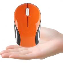 Mini mouse inalámbrico pequeño para viajes óptico portátil mini ratones inalámbricos con receptor USB para PC portátil y computadora (naranja) - Blanco - Ver 2