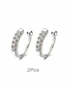 2pcs Multi-Functional Fake Nose Ring, Women's Elegant Luxury Gold-Plated U-Shaped Nose Clip With Rhinestone Decor, Suitable For Daily Wear And Vacation, All Seasons - 彩色 - 查看 9