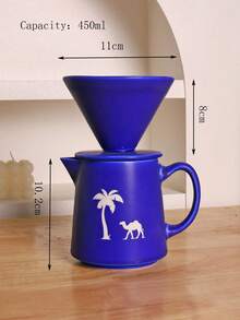 1 Conjunto Cafeteira de Cerâmica Vintage para Compartilhar, Cafeteira de Cerâmica com Padrão de Camelo para Coar Café, Xícara de Filtro de Café de Cerâmica, Coador de Café, Presente para Amigos