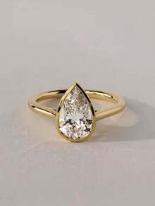 1pc 925 Sterling Silver Teardrop Cubic Zirconia Ring, Women's Style, Suitable For Parties And Galas, Exquisite Jewelry, Girlfriend Anniversary Gift - Teardrop Bezel - View 5