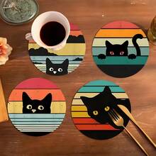 Conjunto de 6 porta-copos de madeira - Antiderrapantes, resistentes ao calor, ideais para bebidas e café - Perfeitos para encontros, escritório, cozinha, jardim, decoração de casa nova - Ótimo presente para as festas de fim de ano - Porta-copos de madeira - Ver 4