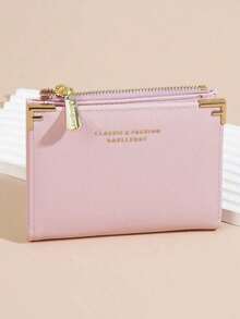 Baellerry 1pc Women Short Wallet Floral Embroidery Litchi Pattern Coin Slim Card Holder Birthday Christmas Gifts Gift Thanksgiving Vintage For Women Wallet Purse Wallet Small Wallet - 彩色 - 查看 2