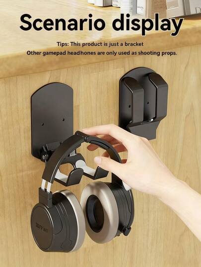 二合一游戏手柄支架/耳机挂钩，免打孔设计，包含耳机挂架和通用挂钩，可折叠，安装简便，实用挂钩，ABS材质，适合家庭或宿舍收纳，卧室配件，置物架，送朋友的礼物