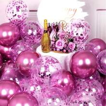Metallic Hot Pink Balloons: 31Pack 10/12 Inch Chrome Pink Confetti Party Balloons Helium Latex Balloon Birthday Baby Shower Gender Reveal Valentine's Day Wedding Decoration - Multicolor - View 5