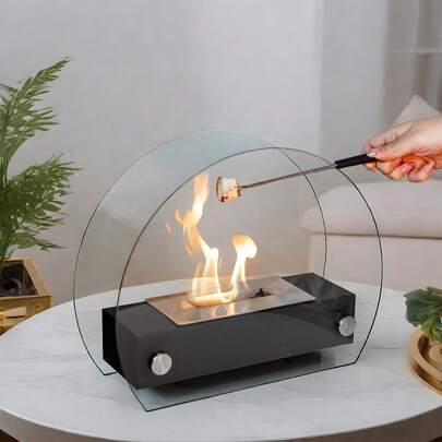 Round Tabletop Fire Pit Fire Bowl 35cm Portable Tabletop Fireplace Freestanding Bio Ethanol Ventless Fireplace For Indoor Outdoor Patio Parties Events