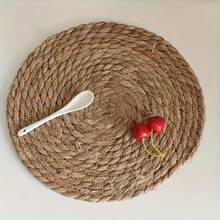 Woven Placemats (Set Of 12), Round Rattan Placemats, Woven Hyacinth Willow Placemats, Heat-Resistant And Non-Slip, Suitable For Plates. Care Instructions: Hand Wash Only. - 藤編餐墊 - 查看 6