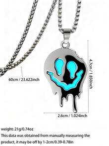 1 chiếc dây chuyền mặt hình ma Halloween bằng thép không gỉ dành cho nam, thiết kế cá tính phát sáng trong bóng tối, phù hợp để đeo hàng ngày. - Bạc - Xem 6