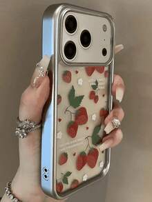 Fashionable Cute Full-Screen Strawberry Leaf Pattern Phone Case, Paired With Creative Berry Pendant, Compatible With IPhone 17 Pro Max, 17 Pro, 17, 16 Pro Max, 16 Pro, 16, 16, 15 Pro Max, 15 Pro, 15, 14 Pro Max, 14 Pro, 14, 13 Pro Max, 13 Pro, 13, 12 Pro Max, 12 Pro, 11. High-Quality Fashionable Cute Durable Protective Case, A Great Birthday Gift. - Strawberry Flowers - View 3