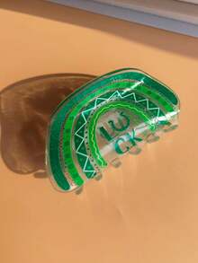 1 chiếc kẹp tóc hình cỏ ba lá màu xanh lá cây, kẹp tóc in chữ "may mắn" bằng nhựa PVC acrylic 8cm, kiểu tóc buộc nửa đầu thanh lịch, thích hợp cho các dịp lễ, tiệc tùng, làm quà tặng, phụ kiện tóc thường ngày, kẹp tóc thời trang, kẹp tóc thanh lịch. - Nhiều màu - Xem 5