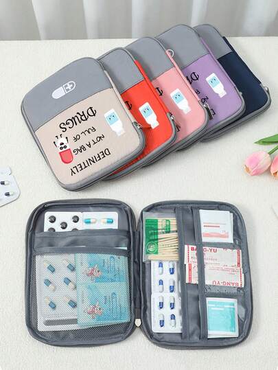 Portable Medical Kit Printed With Pill Pattern,Fun Pattern Portable Storage Bag,Portable Camping Medicine Pouch,Compact First Aid Kit, Version Of Travel And Home Portable Storage Bag,Small Medicine Bag, Multiple Colors Available,For Daily/Outdoor/Travel, Essential For Health - Conscious & On - The - Go Users, Must - Have Medical Accessory,Daily Healthcare Organizer,For Ramadan, Eid Al-Fitr, Valentine'S Day, Mother'S Day, And Thanksgiving. ,Travel Essential Bag