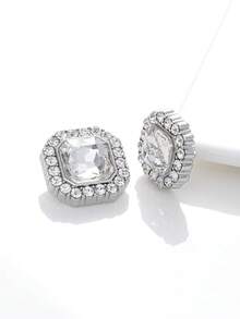 7颗彩色方形合成宝石玻璃金属纽扣，适用于女士外套、毛衣、皮草大衣、制服，优雅装饰纽扣，DIY包包及珠宝配饰 - 彩色 - 查看 10